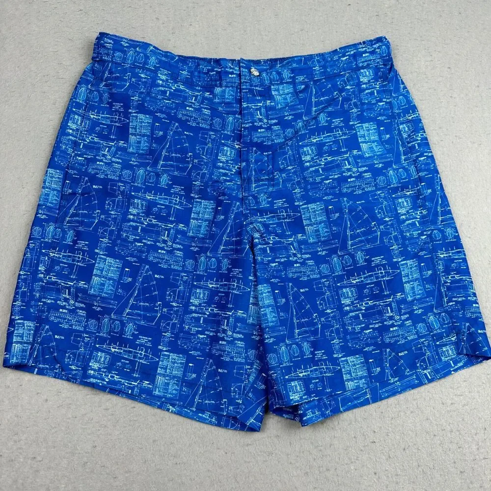 Southern Tide Men's Medium Swim Trunks SkipJack‎ Board Shorts Boat Blue Lined